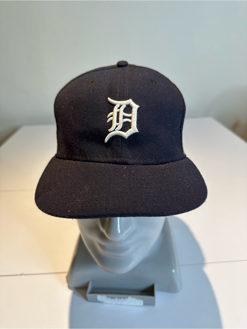 New Era Black Fitted Cap with Contrasting White Size Stitching